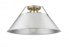  3306-3FM AB-PW - Orwell 3-Light Flush Mount in Aged Brass with Pewter